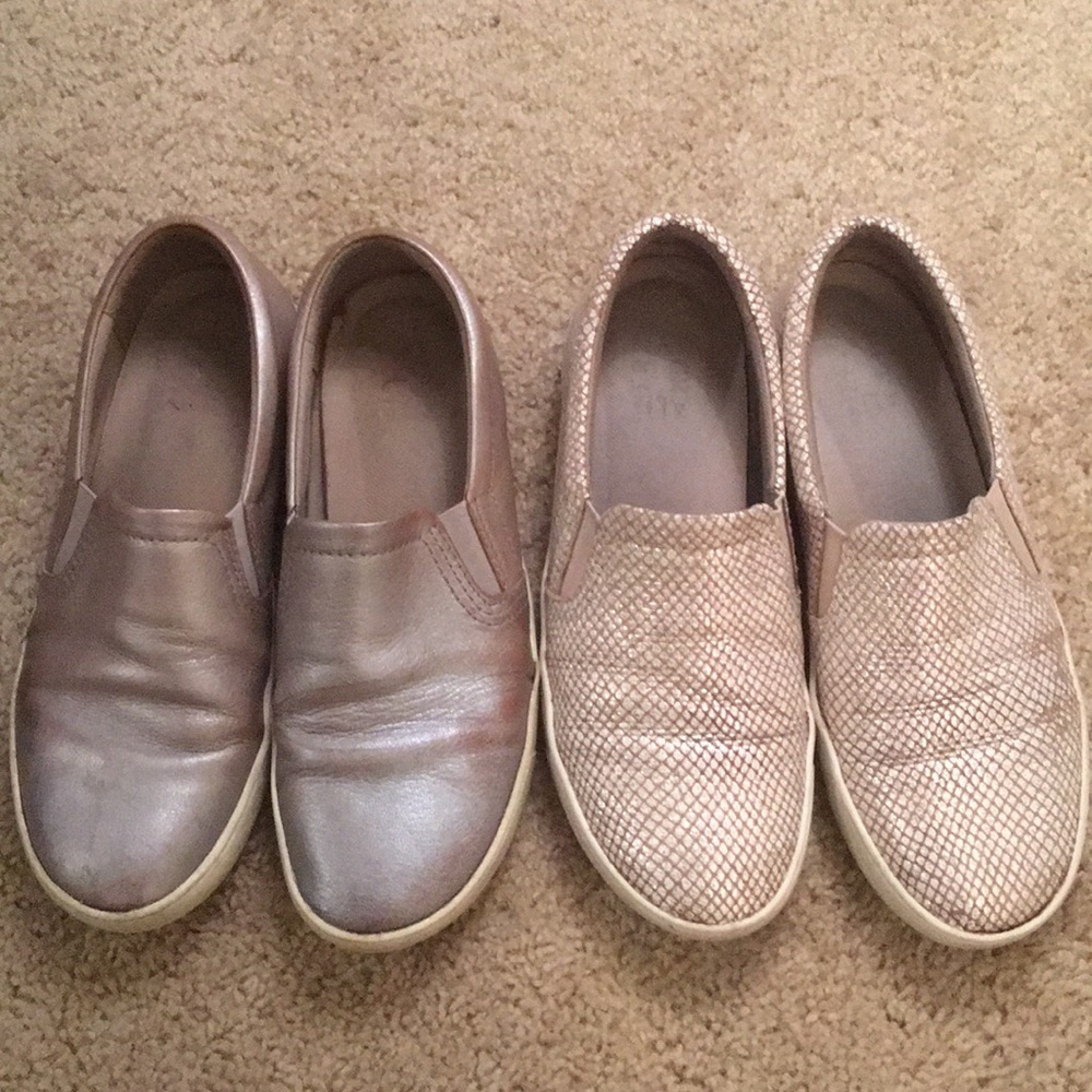 2 pairs Naturalizer slip on sneakers metallic